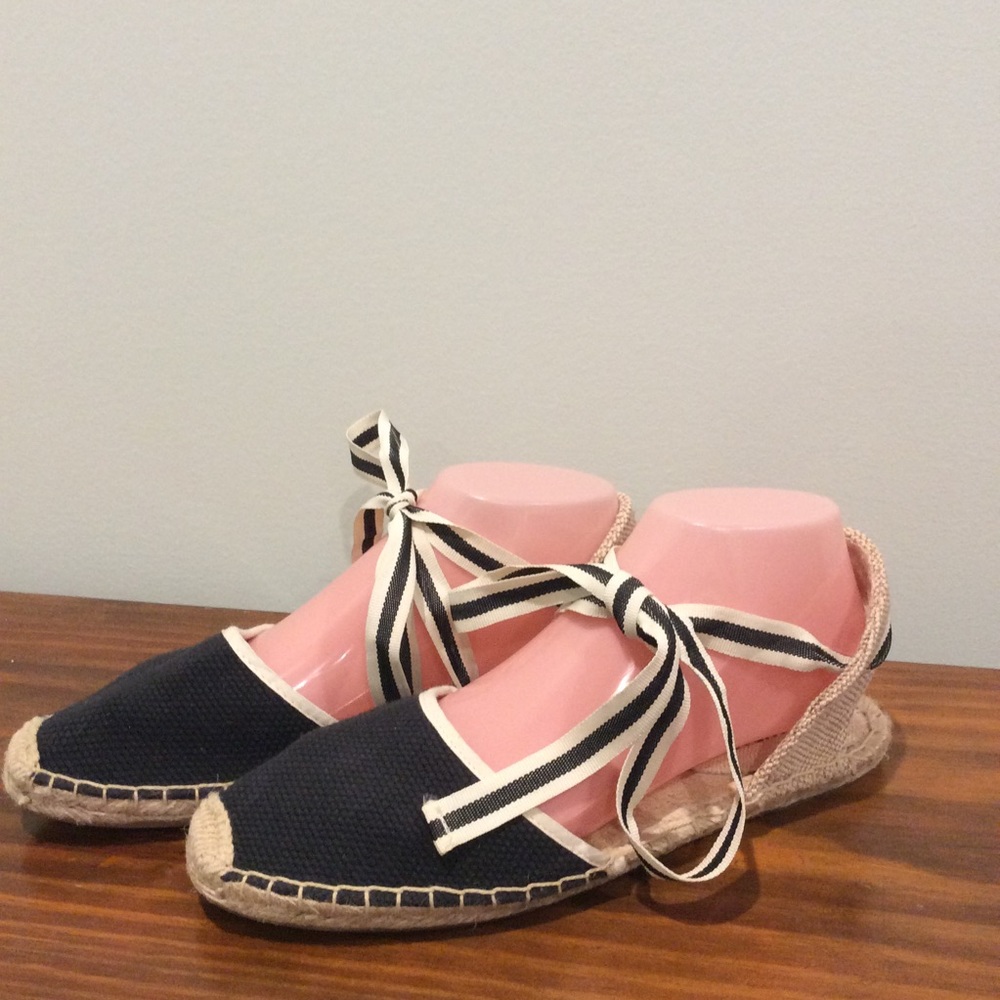 Soludos Ankle Wrap Nautical Fabric & Espadrille Sandals 8.5M